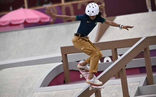 Rayssa Leal de skate nos Jogos de Tóquio