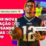 Professor de Ed. Física segurando uma bola e figurinhas de grandes nome femininos do esporte