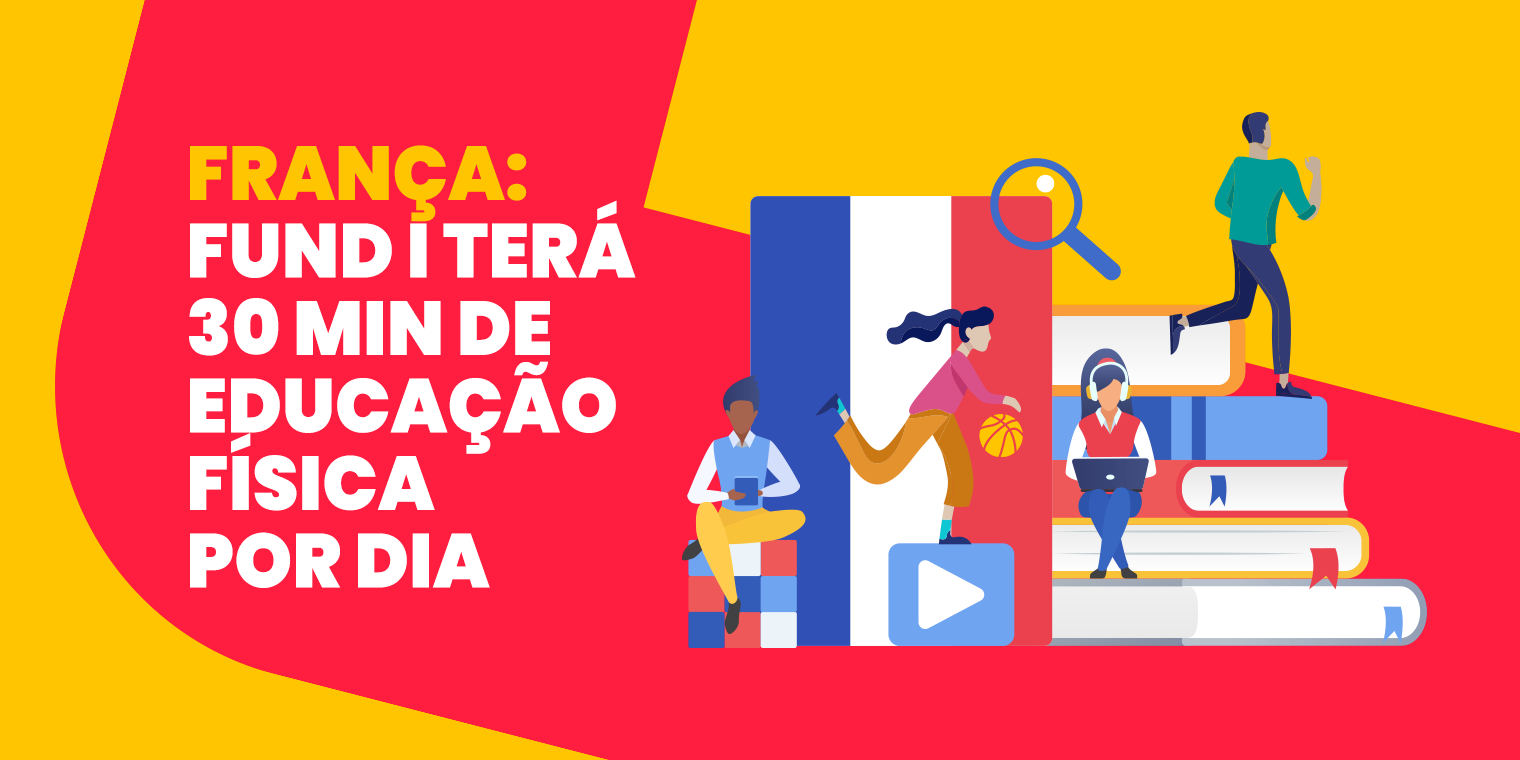 4 jovens em cima de uma pilha de livros com uma bandeira da França e uma lupa